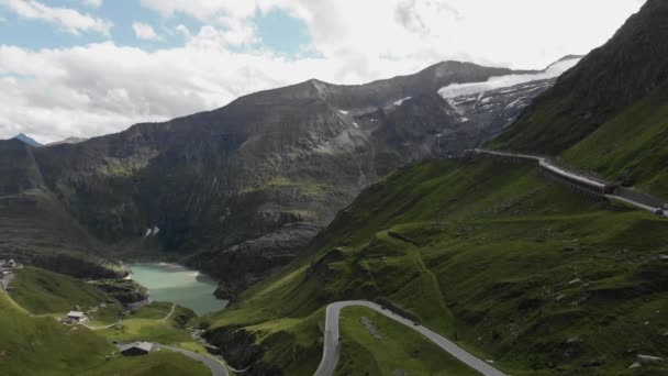 Jezioro Zwane Zbiornikiem Margaritze Austrii Obok Grossglockner Lodowiec Jest Tle — Wideo stockowe