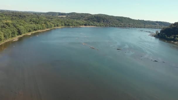 Hermosa Caída Temprana Drone Del Río Susquehanna Desde Marietta Río — Vídeos de Stock