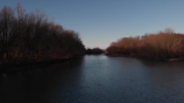 Canal Estreito Longo Rio Rio Susquehanna Pensilvânia Inverno Pôr Sol — Vídeo de Stock