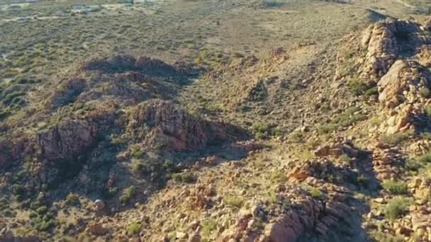 Vacker Flygbild Mojaveöknen Vid Route Arizona Sval Höstmorgon — Stockvideo