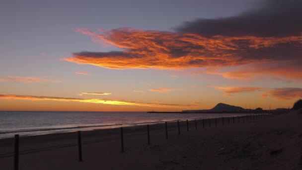 Céu Alvorada Dramático Sobre Mar Mediterrâneo Costa Blanca Espanha — Vídeo de Stock