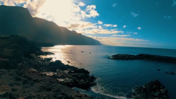 Playa Time Lapse Punta Teno Con Acantilados Los Gigantes Tenerife — Vídeo de stock