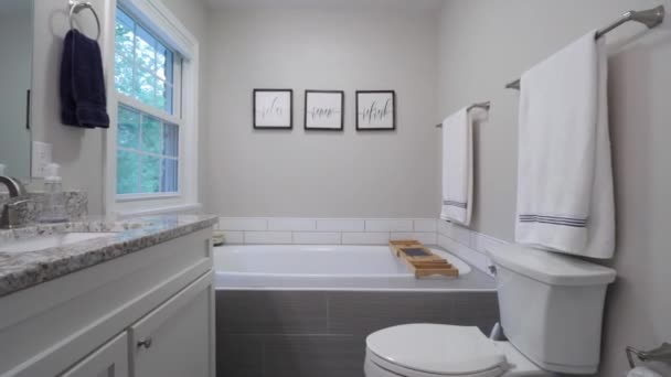 Gimbal Footage Pushing Bathtub Master Bathroom Luxury Home — Stock Video