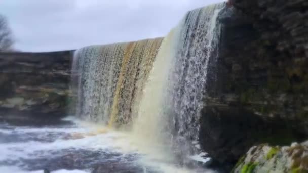Widok Lotu Ptaka Wodospad Jagala Estonii — Wideo stockowe