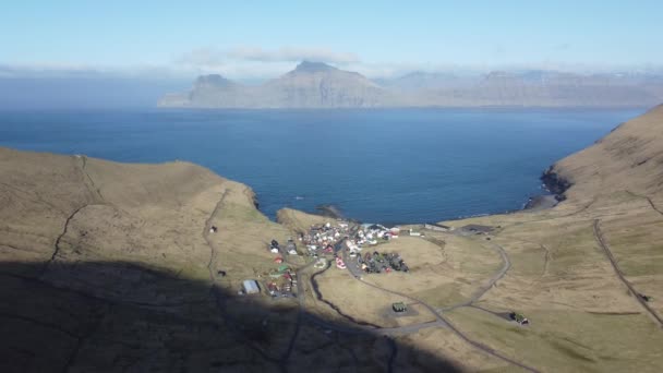Вид Висоти Маленьке Містечко Фарерських Островах — стокове відео