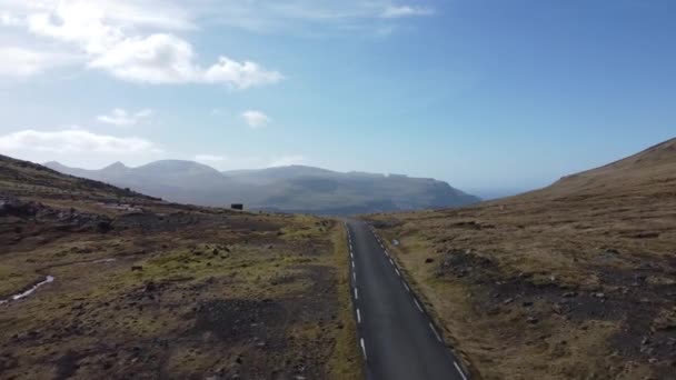 Luftaufnahme Einer Straße Auf Den Feroe Islands — Stockvideo