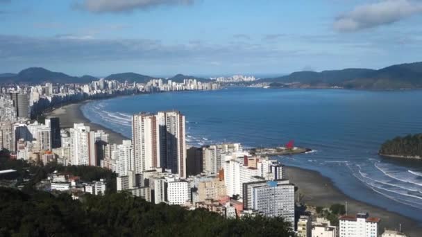 Santos Brazylia Budynki Skyline Beach Waterfront Turystyczne Miasto Wybrzeża Sao — Wideo stockowe