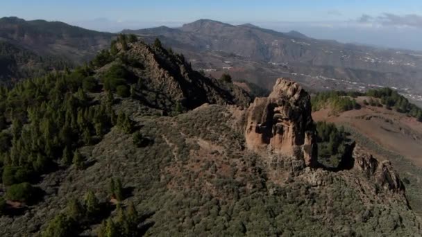 Fantastisch Uitzicht Vanuit Lucht Roque Saucillo Grand Canary Island Spanje — Stockvideo