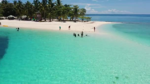 Locals Swimming Turquoise Cure Water Kalanggaman Island Palompon Leyte Philippines — 비디오