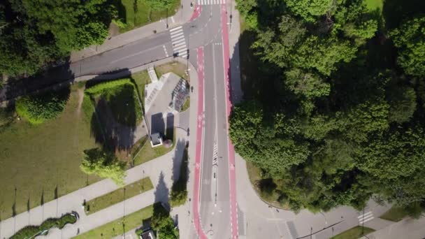 Aerial View Intersecting Roads City Park Arka Gdynia Square Gdynia — Stock Video