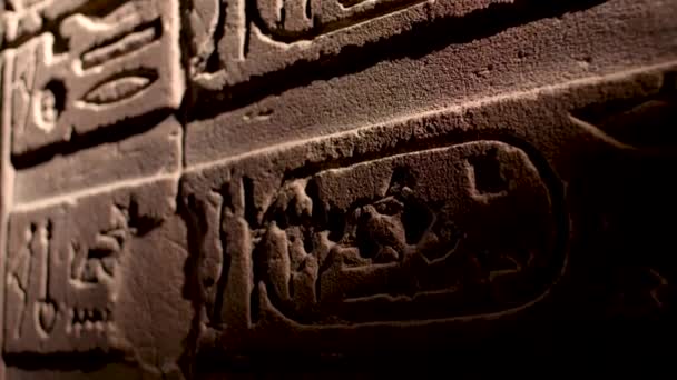 Détails Étroits Des Hiéroglyphes Sur Les Murs Intérieur Temple Philae — Video