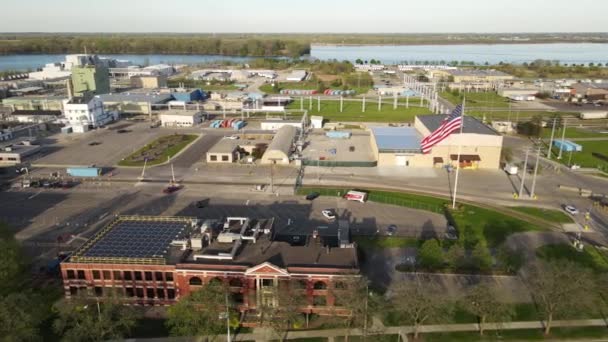 Industriële Faciliteiten Van Basf Chemical Corporation Wyandotte Luchtfoto Drone View — Stockvideo