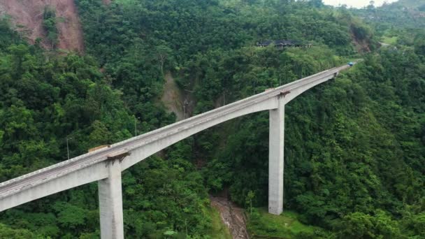 フィリピンで最も高い橋の空中からの眺め レイテ島南部のアガス橋 ドローン撮影 — ストック動画