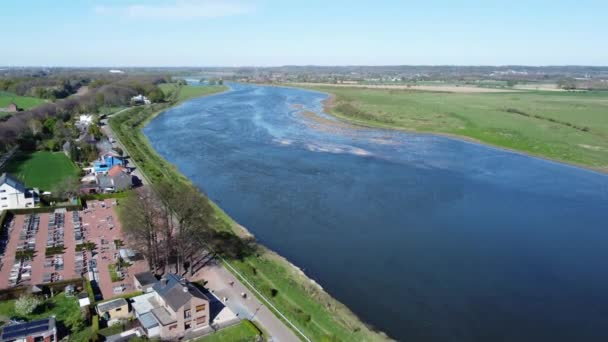 Unberührte Maas Lanaken Grenze Belgien Und Niederlande Aerial — Stockvideo