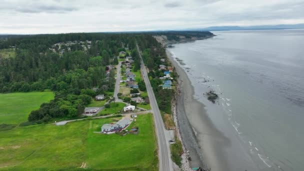 Αεροφωτογραφία Του Δρόμου West Beach Του Νησιού Whidbey Ακολουθώντας Την — Αρχείο Βίντεο