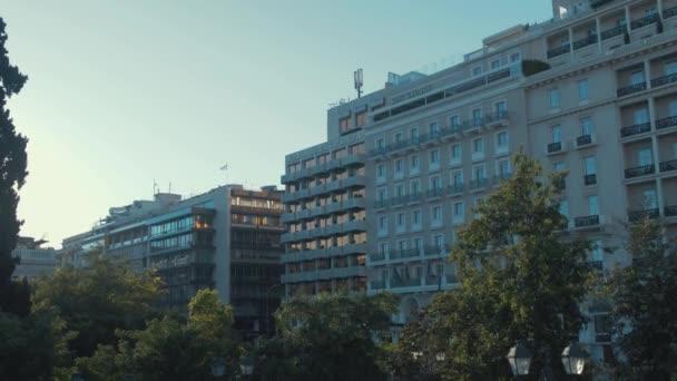 Blick Auf Kommerzielle Einrichtungen Von Luxushotels Syntagma Athen — Stockvideo
