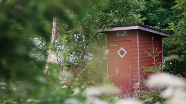 Cinematic Visual Outhouse Traditional Place Refuge Humans Relieve Themselves Done — Stock Video