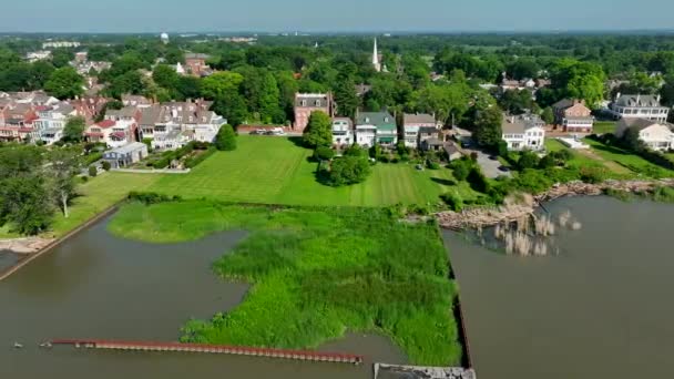 Grand Strand Delaware River Luftaufnahme Von New Castle Delaware — Stockvideo