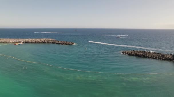 Волны Playa Amadores Канарские Острова Испания Вид Воздуха — стоковое видео