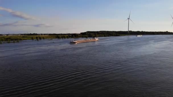 Letecký Pohled Přes Oude Maas Směrem Výhledem Brandini Vnitrozemské Cisterny — Stock video