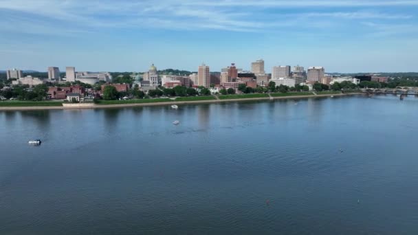 Harrisburg Pennsylvania Липня 2022 Повітряний Вид Місто Гаррісбург Протилежного Берега — стокове відео