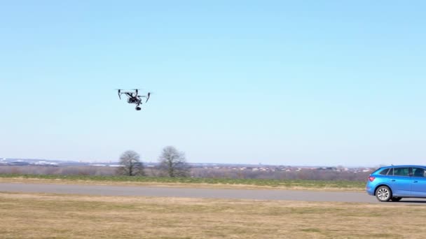 Follow Shot Drone Car Film Shoot — Stock Video