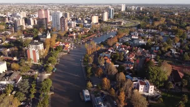 Stadsbilden Tigre Buenos Aires Runt Små Vattendrag Fågelperspektiv — Stockvideo