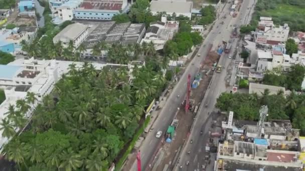 印度地铁桥梁工程的电影无人驾驶图像 — 图库视频影像