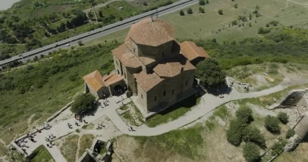 Άποψη Από Πάνω Από Clifftop Ορθόδοξη Μονή Jvari Επισκόπηση Της — Αρχείο Βίντεο