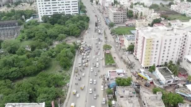 Flygfoto Över Chennai City Guindy Feathers Hotel Och Church — Stockvideo