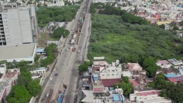 Drohnen Ansicht Einer Indischen Bahn Stadt Die Rasantem Tempo Bester — Stockvideo