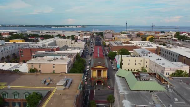 Drone Disparou Direcção Market Hall Charleston — Vídeo de Stock