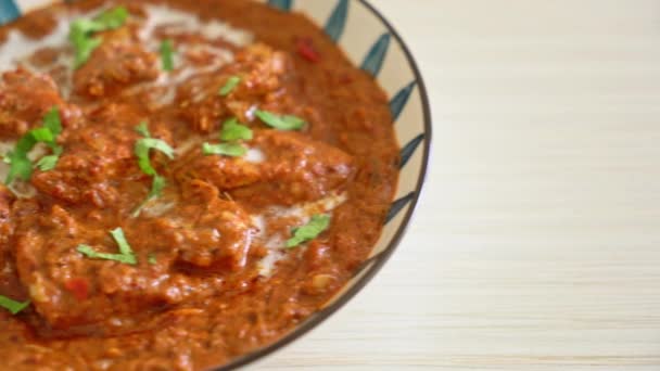 Huhn Tikka Masala Würzig Curry Fleisch Essen Indische Küche Stil — Stockvideo