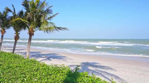 Tropical Island Coast Windy Day Sea Waves Breaking White Sand — Stock videók