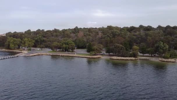 Aerial Pan Right Swan River Perth Point Walter Reserve — Stock Video