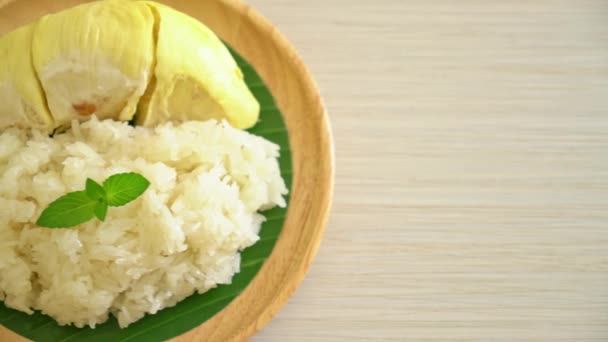 Durian Sticky Rice Sweet Durian Peel Yellow Bean Ripe Durian — Stock Video