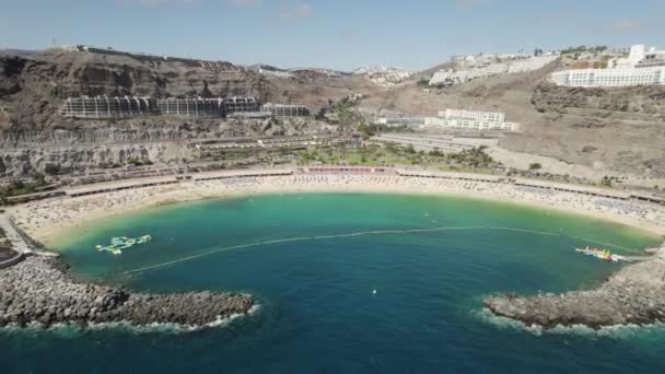 Spiaggia Idilliaca Ambiente Drammatico Costiero Playa Amadores Aerea — Video Stock