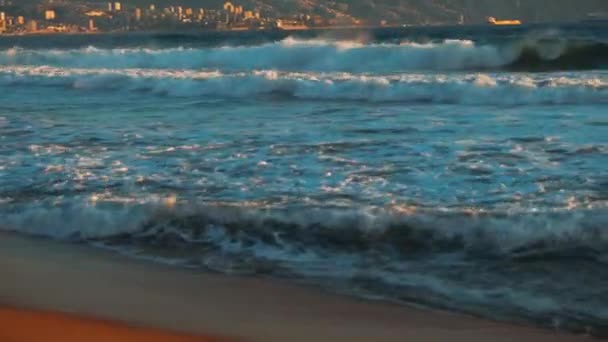 太平洋波涛汹涌 在智利海岸落日时分 慢动作 — 图库视频影像