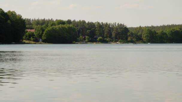 Calm Waters Glebokie Lake Daytime Sitno Kartuzy Poland Wide — Stock Video