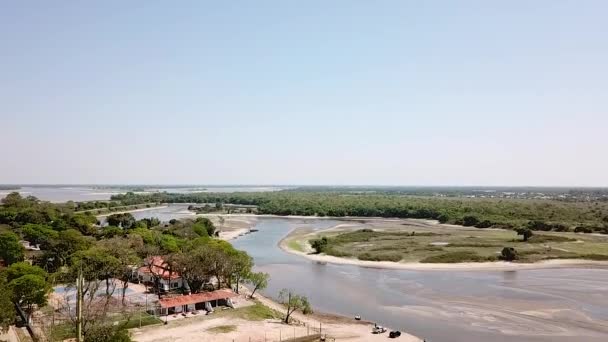 Pemandangan Udara Dari Krisis Air Sungai Kering Amerika Latin — Stok Video
