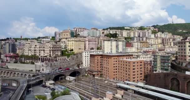 Voies Ferrées Architecture Unique Gênes Italie Élévateur Aérien — Video