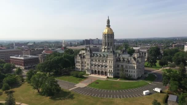 Connecticut Capitol Aerial Circle Kiri Kanan — Stok Video