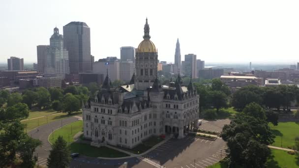 Drone Connecticut Capitol Dan Downtown Hartford Spin — Stok Video
