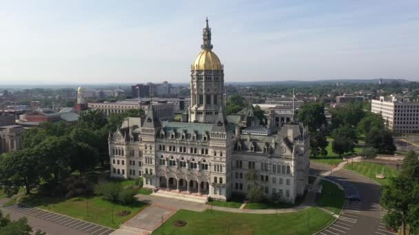 Connecticut Capitol Aerial Wideo Hartford Tle — Wideo stockowe