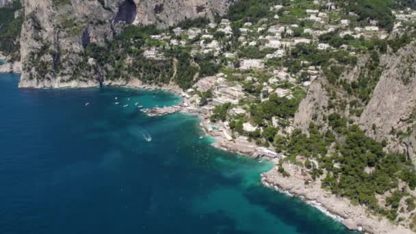 Tropisch Tyrrhenische Meeresküste Der Insel Capri Italien Luftfahrt — Stockvideo