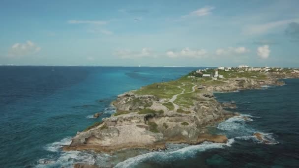 Beautiful Tropical Island Caribbean Cinematic Drone Footage South Point Mirador — Stock Video