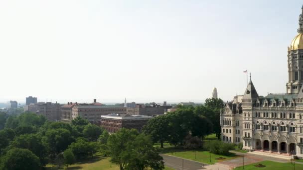 Edificio Del Capitolio Estatal Connecticut Hartford Connecticut Con Vídeo Drones — Vídeo de stock