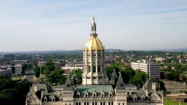 Budynek Stolicy Stanu Connecticut Hartford Connecticut Dronem Wideo Wyciągającym Bliska — Wideo stockowe