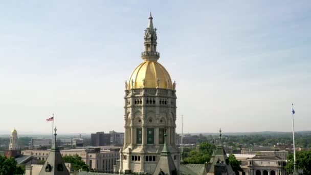 Connecticut State Capitol Gebouw Hartford Connecticut Met Drone Video Uit — Stockvideo