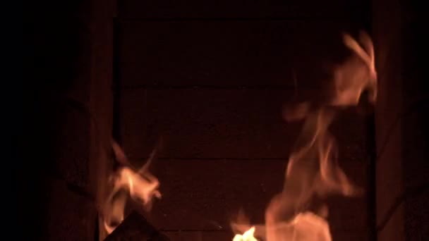 Oheň Řve Krbu Dolly Shot — Stock video